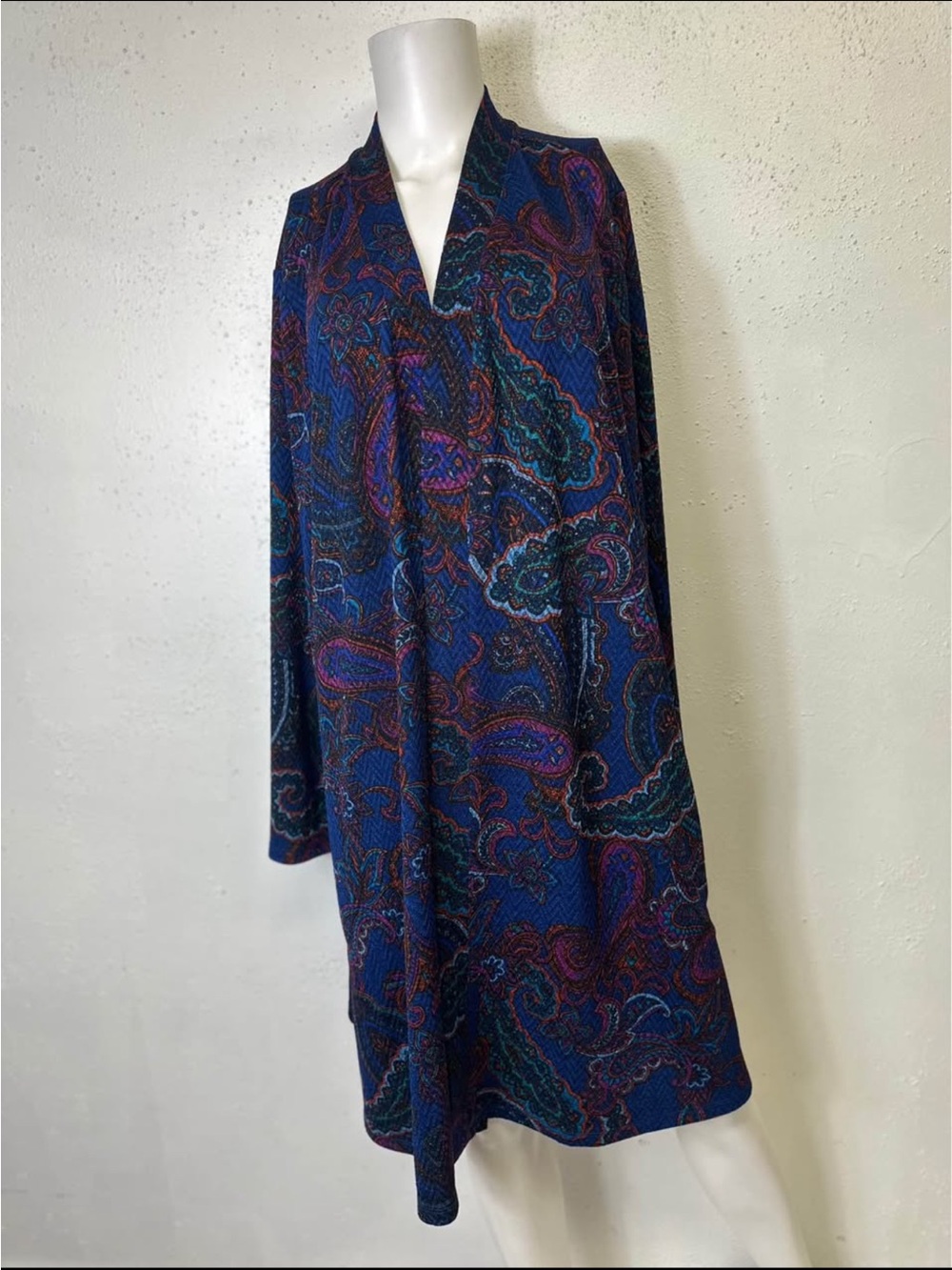 Susan Graver Navy Paisley Long Sleeve Tunic 2X EUC